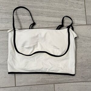 Alo yoga White Crop Top with Black Trim size large